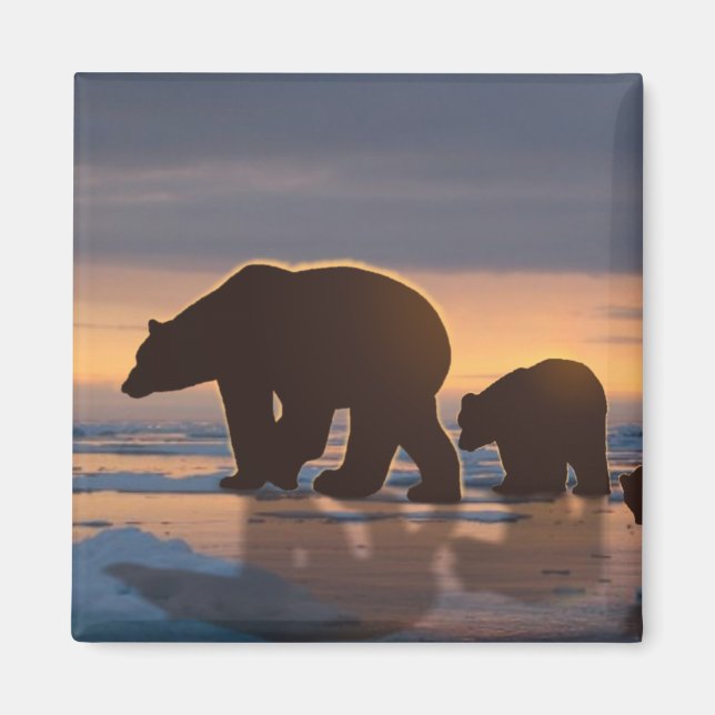 Polar Bear-familjen Magnet (Framsidan)