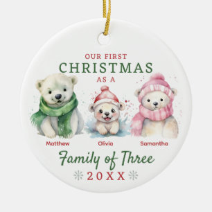 Polar Bear-familjen tre första jul Julgransprydnad Keramik