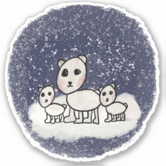 Polar Bear Family-etikett Klistermärken