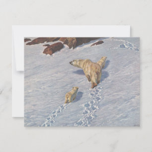 Polar Bear Family i Arktiska Snö Kort