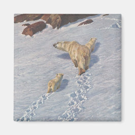 Polar Bear Family i Arktiska Snö Magnet