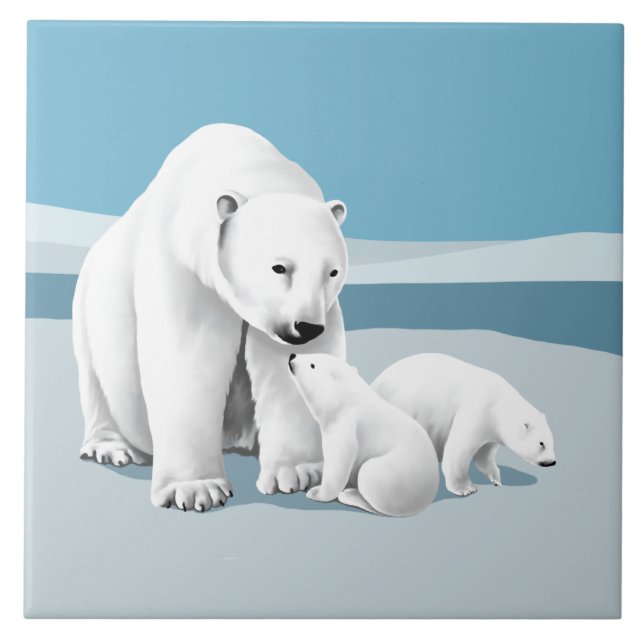 Polar Bear Family Kakelplatta (Framsidan)