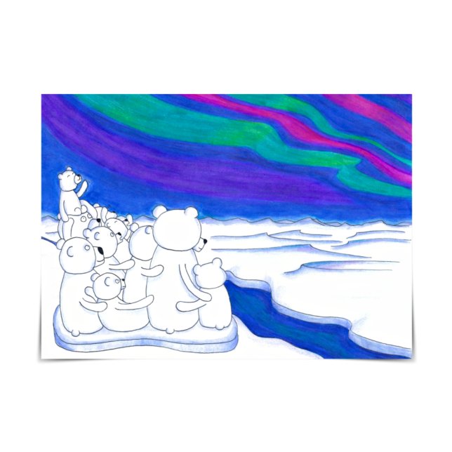 Polar Bear Family Northern Ljus Adoption Card Kort (Skapare uppladdad)