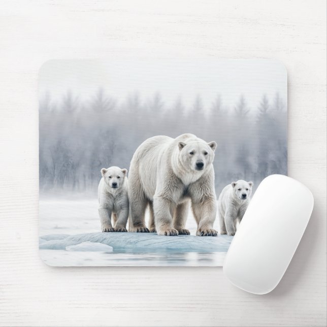 Polar Bear Family On an Ice Floe Musmatta (Med mus)
