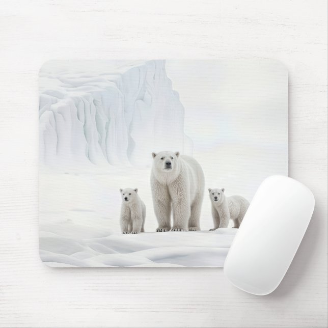 Polar Bear Family on Ice Musmatta (Med mus)