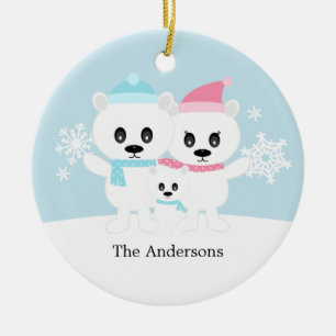 Polar Bear Family Ornaments Julgransprydnad Keramik