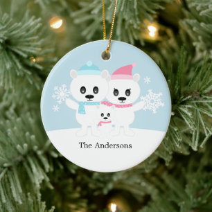 Polar Bear Family Ornaments Julgransprydnad Keramik