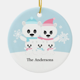 Polar Bear Family Ornaments Julgransprydnad Keramik