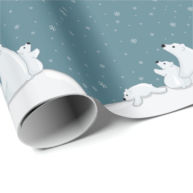Polar Bear Family Presentpapper (Rullad Hörn)
