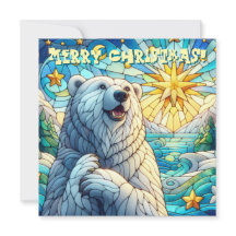 Polar Bear Faux-fastsatt julkort av glas