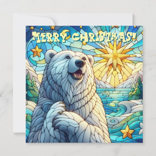 Polar Bear Faux-fastsatt julkort av glas (Framsida)