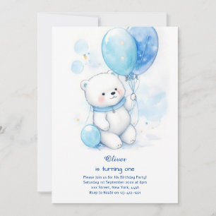 Polar Bear First Birthday-inbjudan Inbjudningar