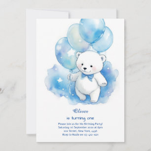 Polar Bear First Birthday-inbjudan Inbjudningar
