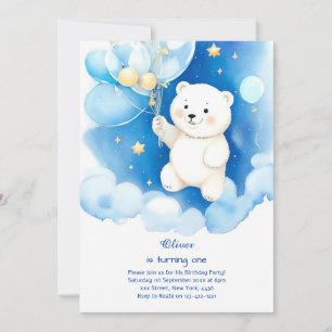 Polar Bear First Birthday-inbjudan Inbjudningar