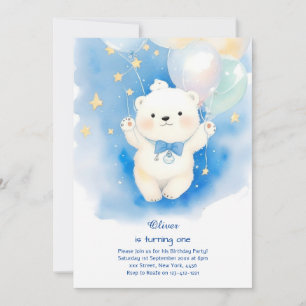 Polar Bear First Birthday-inbjudan Inbjudningar