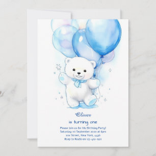 Polar Bear First Birthday-inbjudan Inbjudningar