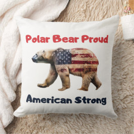Polar Bear Flagga America Kudde