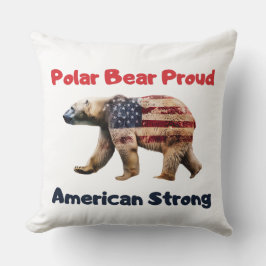 Polar Bear Flagga America Kudde