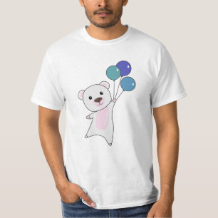 Polar Bear Flies with Balloons Cute Animals Polar T Shirt