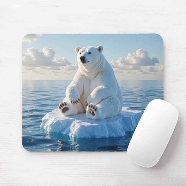 Polar Bear Floating On an Ice Floe Musmatta (Med mus)