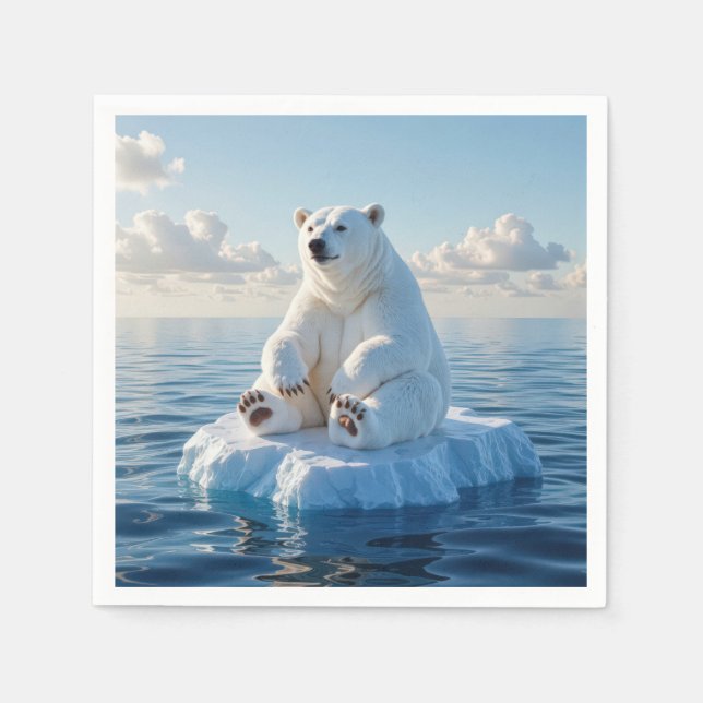 Polar Bear Floating On an Ice Floe Pappersservett (Framsidan)