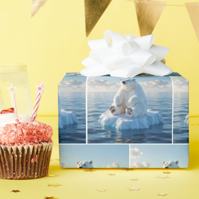 Polar Bear Floating On an Ice Floe Presentpapper (Födelsedagsfest)