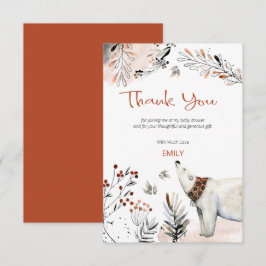 Polar Bear Foliage Burnt Orange Baby Shower Tack Kort