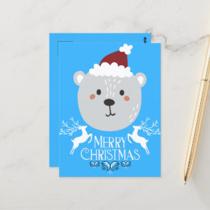 Polar Bear Funny jul Helgdagars Blue Postcards Vykort
