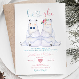 Polar Bear Gender visar Rosa Blommigt Inbjudningar