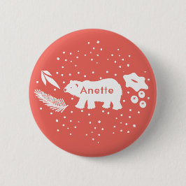 Polar Bear Gräs & Holly Helgdag Red Button Knapp