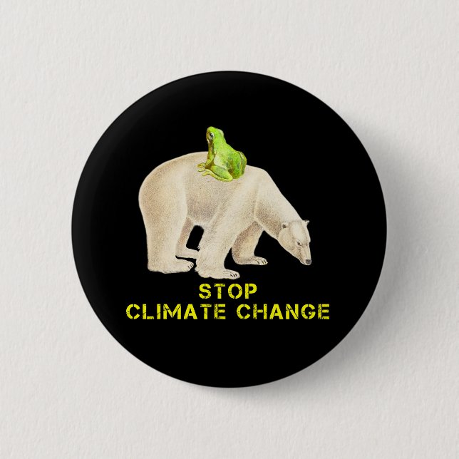 Polar Bear Grönt Frog Stop Climate Change Arctic Knapp (Framsida)