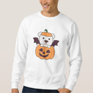 Polar Bear Halloween Pumpkin Fladdermus Costume Lång Ärmad Tröja
