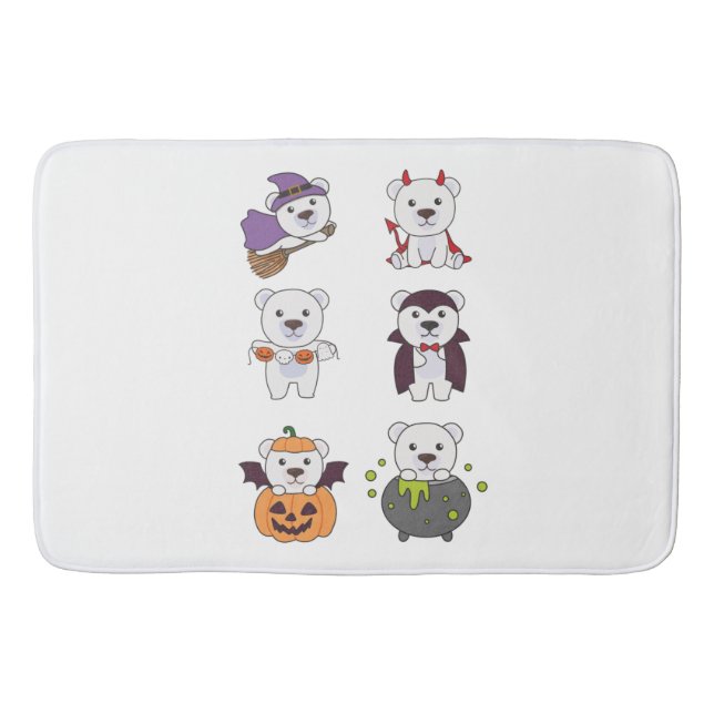 Polar Bear Halloween Witch Djävulen Pumpkin Vampir Badrumsmatta (Framsidan)