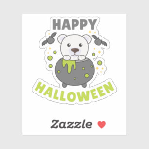 Polar Bear Happy halloween Cauldron Fladdermus Klistermärken