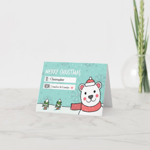Polar Bear Helgdag Money Gift Card Kort