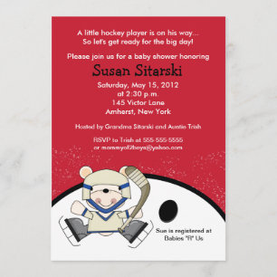 Polar Bear Hockey Sports 5x7 Baby Shower Inbjudan