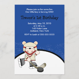 Polar Bear Hockey Sports Birthday-inbjudan Inbjudningar