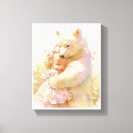 Polar Bear Hug with Baby Girl Nursery Wall Poster Canvastryck