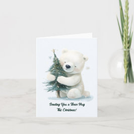 Polar Bear Hugger Julgran, Cute Helgkort