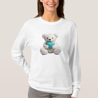 Polar Bear Hugger Teal Heart T Shirt