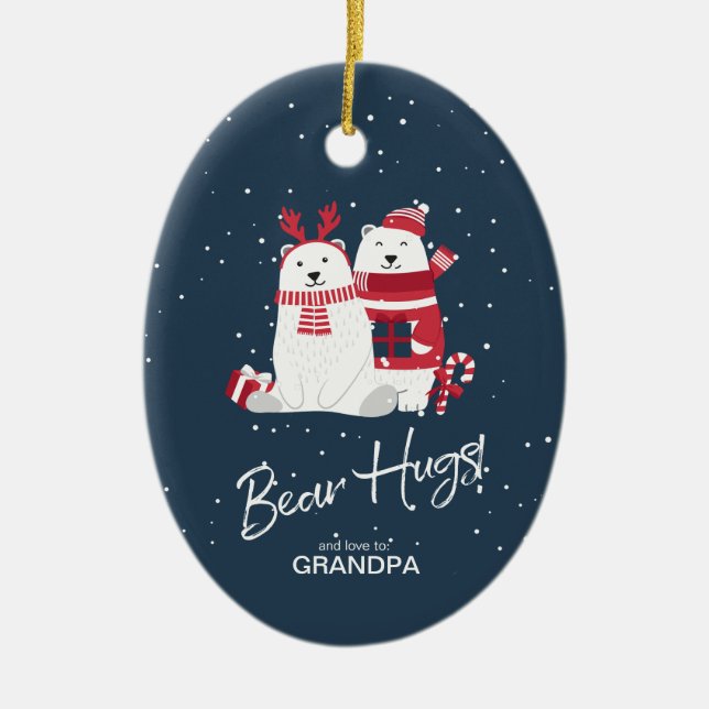 Polar Bear Hugs-fotomall-ID851 Julgransprydnad Keramik (Framsidan)