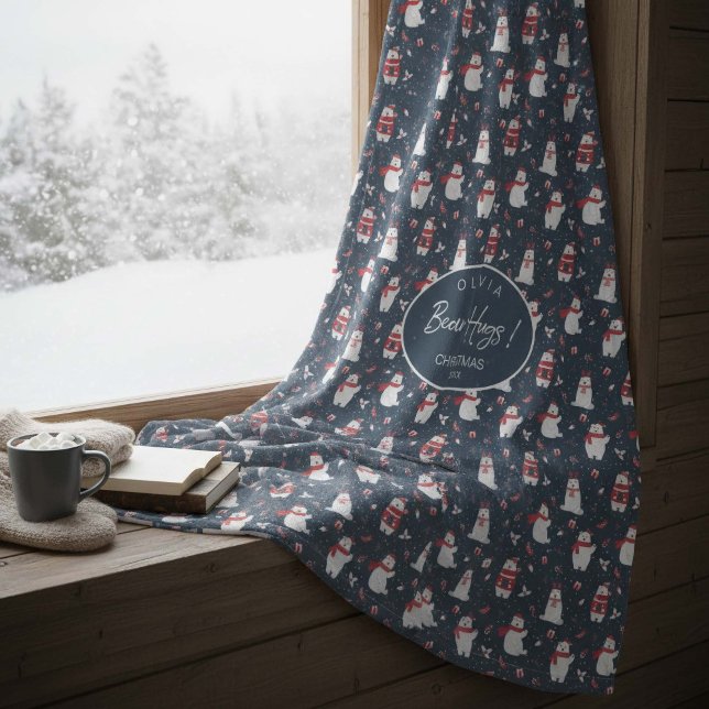 Polar Bear Hugs julår ID851 Fleecefilt (Skapare uppladdad)