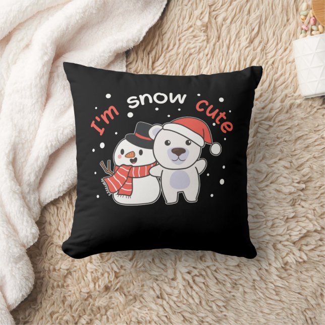 Polar Bear I är Snö Cute Snögubbe Snö Pun Kudde (Filt)