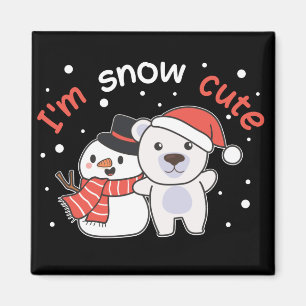 Polar Bear I är Snö Cute Snögubbe Snö Pun Magnet
