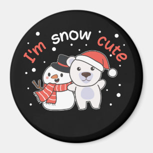 Polar Bear I är Snö Cute Snögubbe Snö Pun Magnet