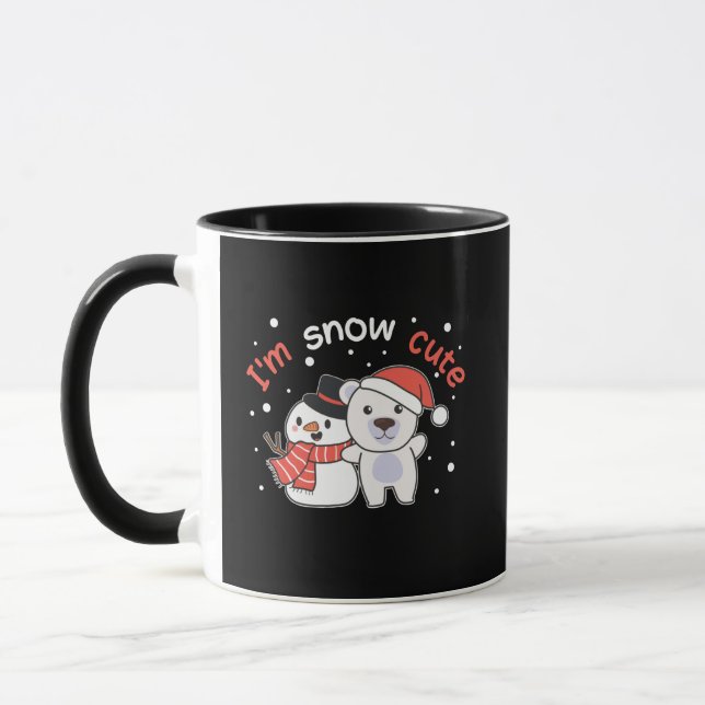 Polar Bear I är Snö Cute Snögubbe Snö Pun Mugg (Vänster)