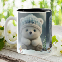 Polar Bear i Snö Blue Hat Personlig