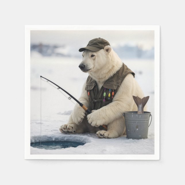 Polar Bear Ice Fishing Pappersservett (Framsidan)