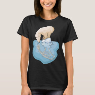 Polar Bear Ice Floe Skull Skeleton Klimatförändrin T Shirt