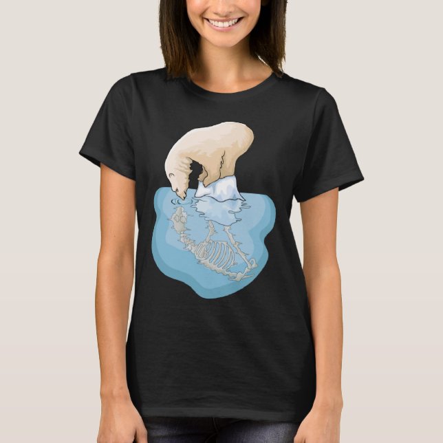 Polar Bear Ice Floe Skull Skeleton Klimatförändrin T Shirt (Framsida)